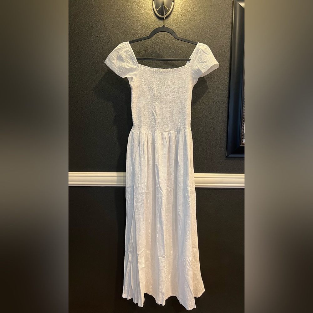 Splendid Women’s White Flared Sleeveless Long Pocket Sundress Size Large